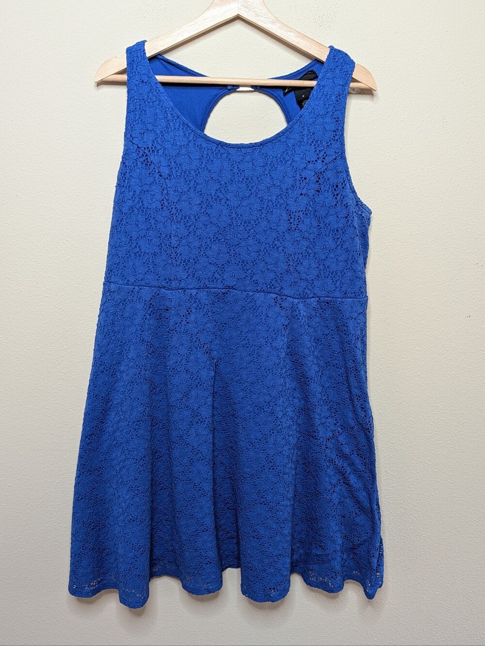 Lane Bryant Royal Blue Lace Fit & Flare Skater Dress Size 18 Keyhole Back